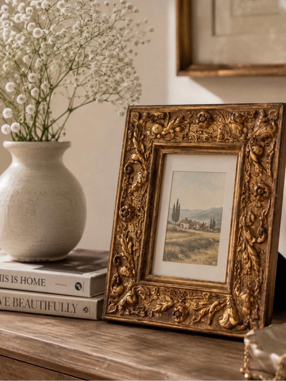 Villa Italiana Ornate Gold Wood Frame 4x6"